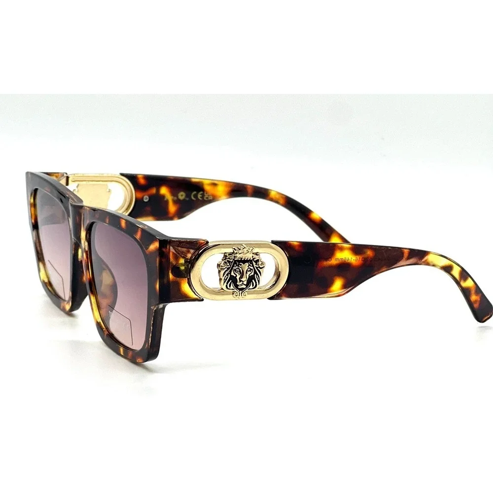 Tortoise Women Sunglasses Gold Gradient‎ Lens Square Frame Fashion Shades Lentes